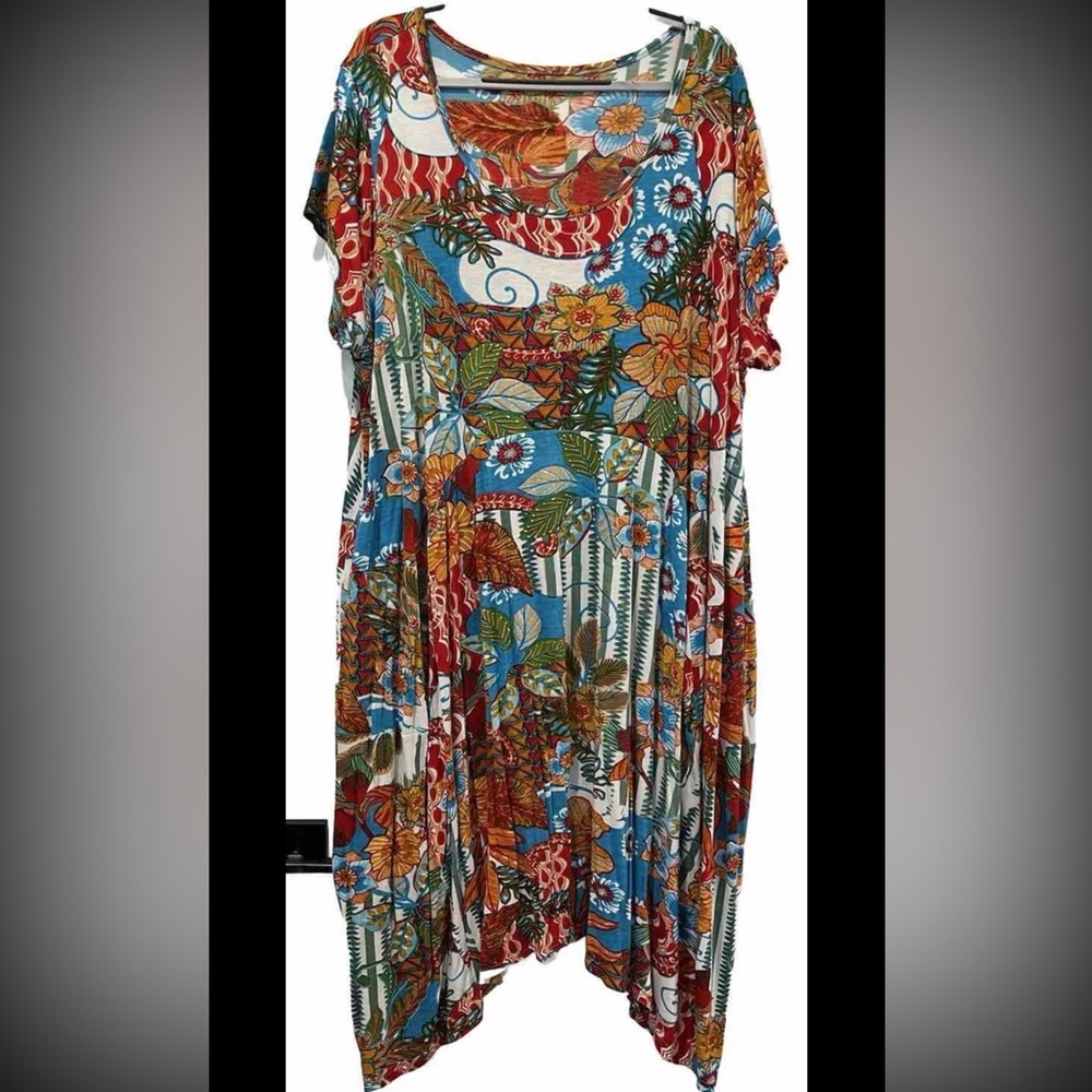 ORIENTIQUE Floral Lagenlook Dress 2X Plus Size B54